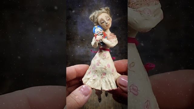 Ватная елочная игрушка"Мари с Щелкунчиком".