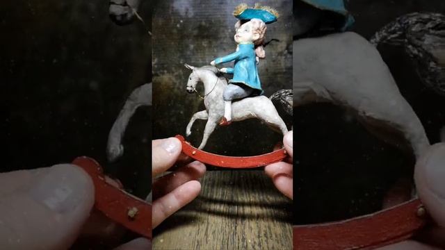 Ватная ёлочная игрушка "На лошадке".