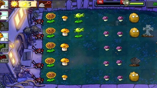 Plants vs Zombies - уровень - NIGHT - 2