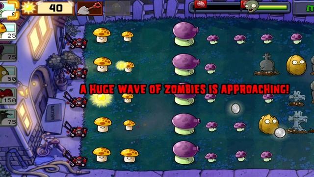 Plants vs Zombies - уровень - NIGHT - 4