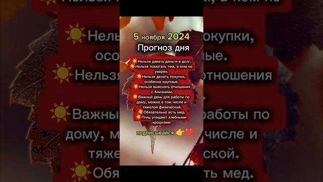 Прогноз дня на 5 ноября 2024