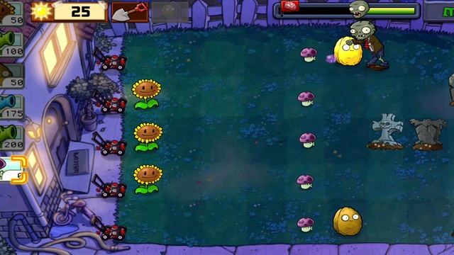 Plants vs Zombies - уровень - NIGHT - 1