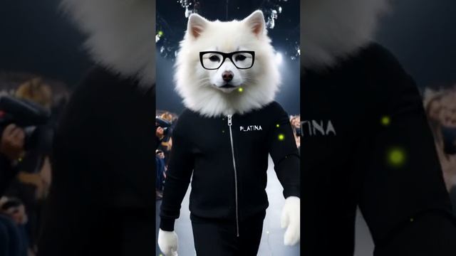 Смелый белый хаски на подиуме