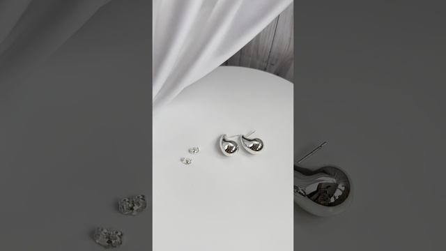 Серьги-гвоздики "Капли" в серебре, Xuping Jewelry