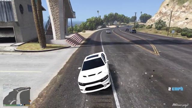 Dodge Charger SRT8 Ghoul VS Mitsubishi Lancer Evolution VIII гонка по всей карте по трассе в GTA 5,