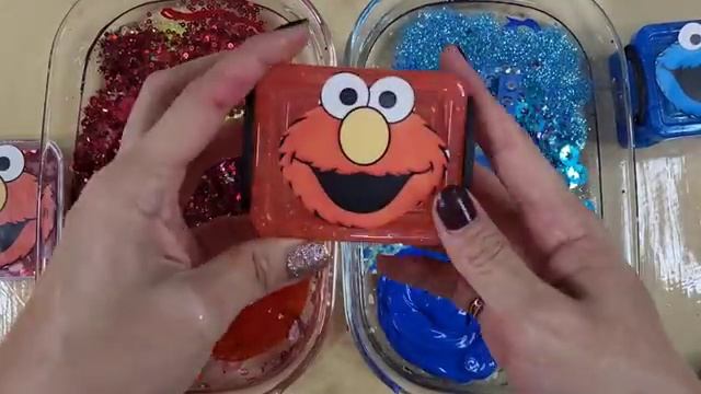 Elmo vs Cookie Monster Slime Mixing Random Into Slime! Satisfying Slime Video ASMR