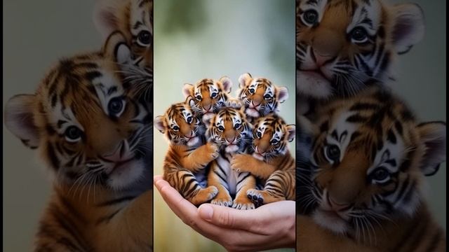 Крошечные тигрята в человеческих руках ❤️💫