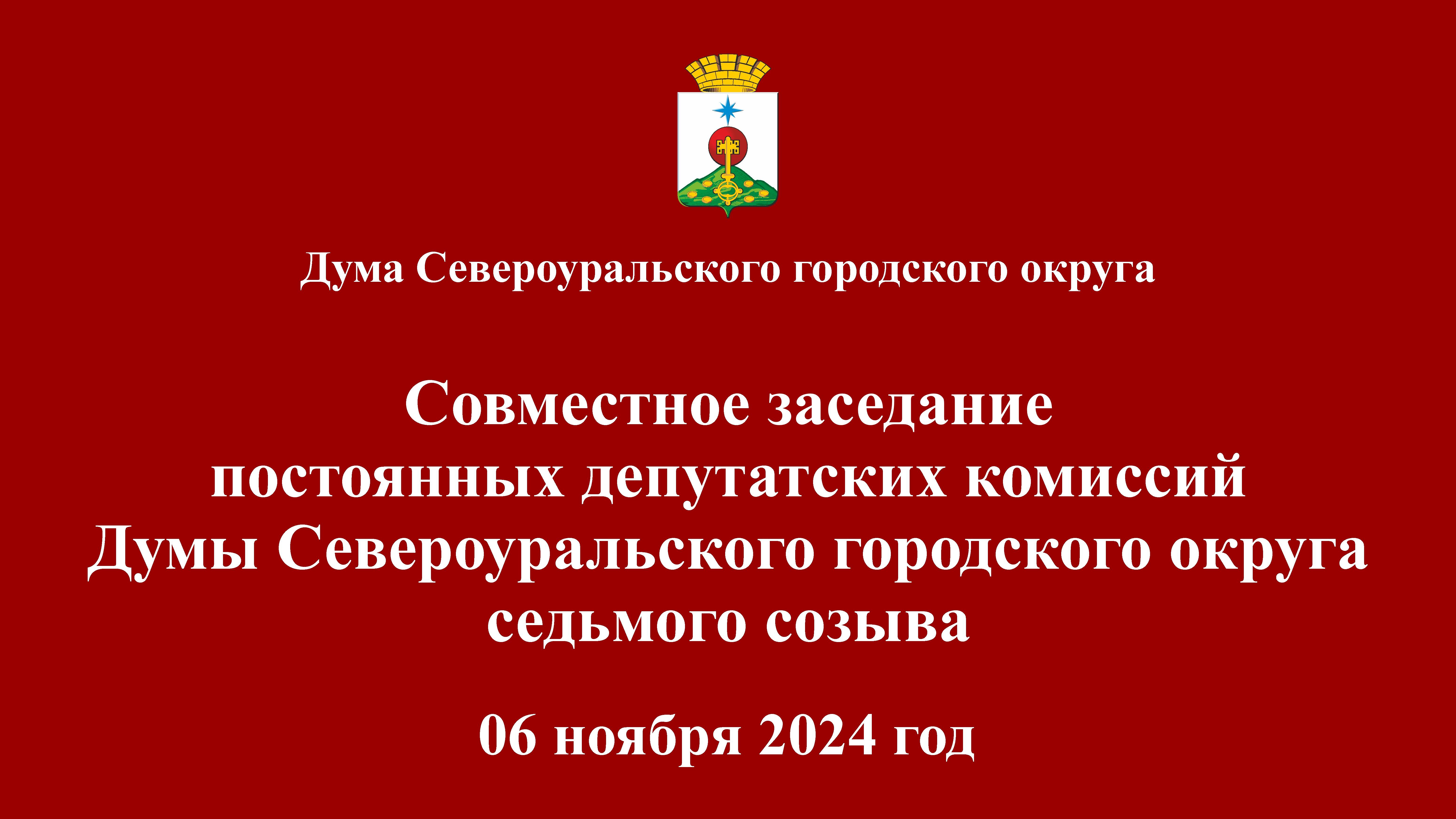 Совместное заседание постоянных депутатских комиссий Думы 06.11.2024