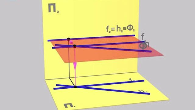 6.16. Горизонтальная плоскость уровня, заданная фронталью и горизонталью