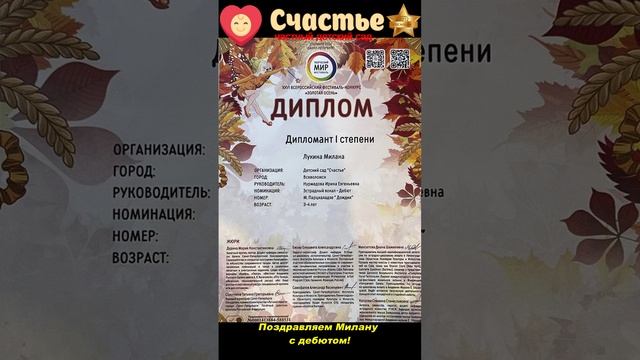 Поздравляем Милану с дебютом