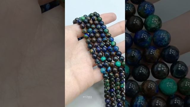 Бусины "Шар" Азурмалахит 6,3мм. Бусин в нити - 61шт. Цена - 1 200 ₽ На нашем сайте : stones-shop.ru