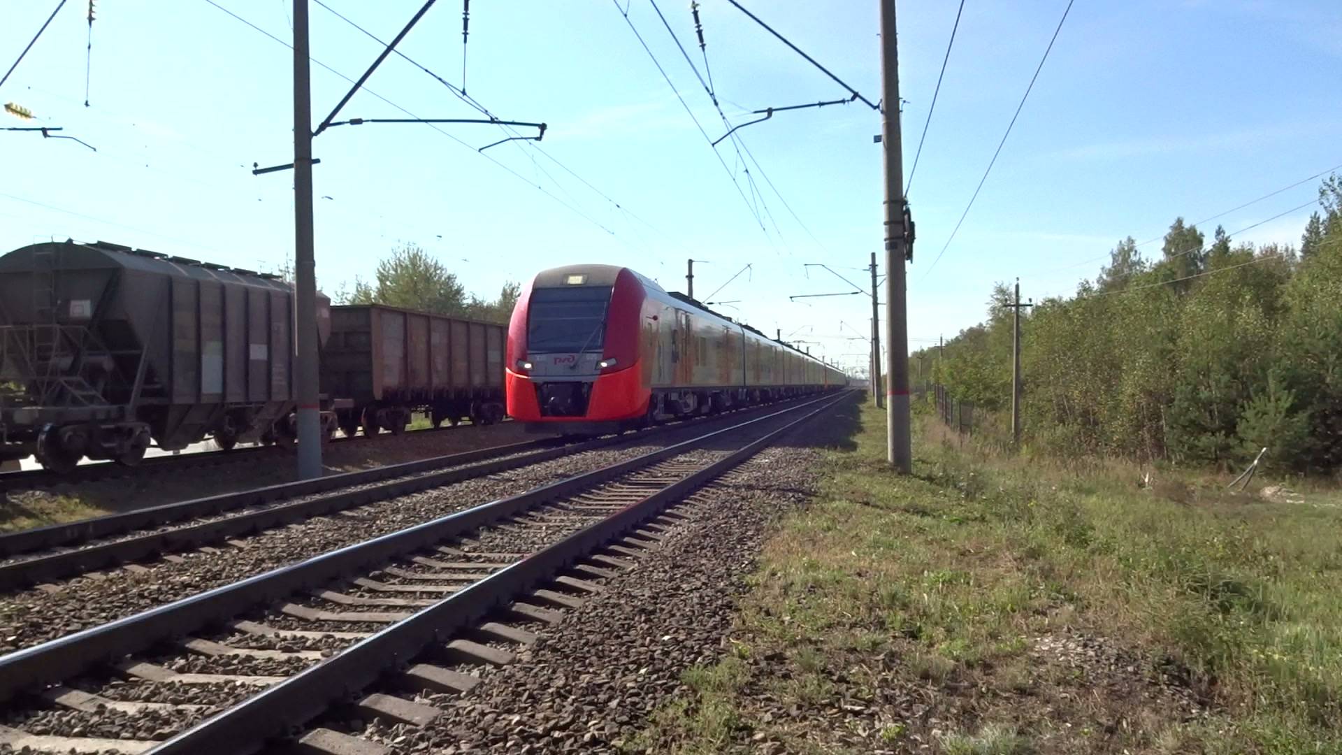 Электропоезд ЭС1П-025/015 Москва - Нижний Новгород на перегоне Игумново - Доскино