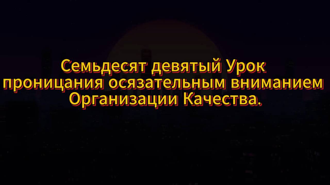 208. Семьдесят девятый Урок проницания осязательным вниманием Организации Качества.