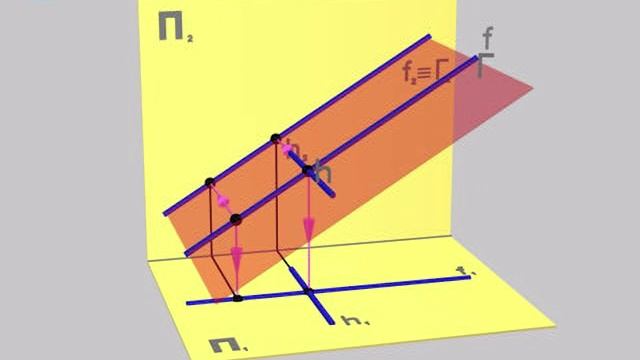 6.14. Фронтально проецирующая плоскость, заданная фронталью и горизонталью