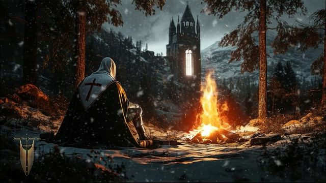 Атмосфера отдыха у костра под снегопадом - Sacred Choir music 432 Hz - Campfire snow ambience