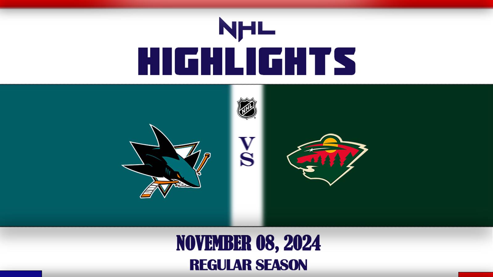 NHL Highlights | Wild vs Sharks | November 8, 2024