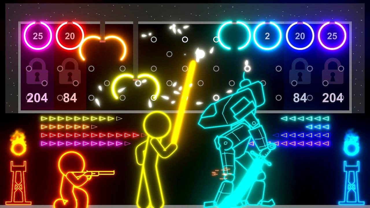 48. Неоновая битва Стикменов и Мехов | Neon Stickmen VS Mechs | Кто победит?