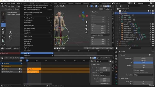 55. Creating the transition animation from crouched to stand