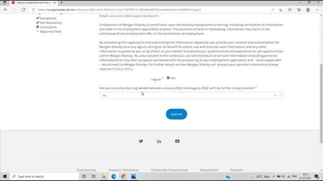 Morgan Stanley FULL-TIME Analyst Program 2022 Batch BE/BTECH/MTECH STEP By STEP Registration Proces