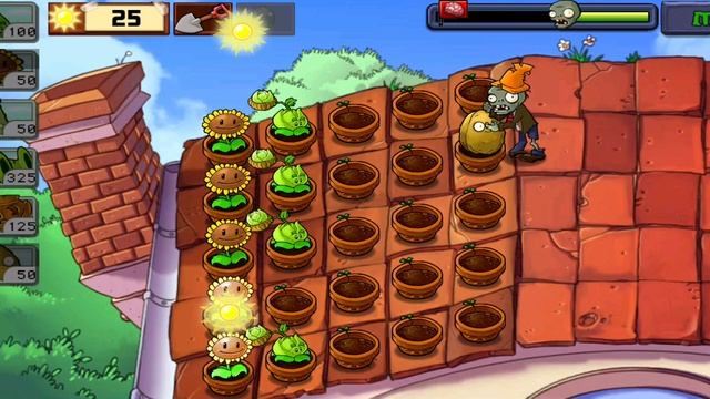 Plants vs Zombies - уровень - ROOF - 1