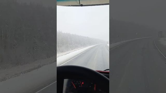 Трасса М5 Урал.26.10.24 снегопад ❄️ гололёд #automobile #russia #дальнобой #volvo #daf #shorts #kz