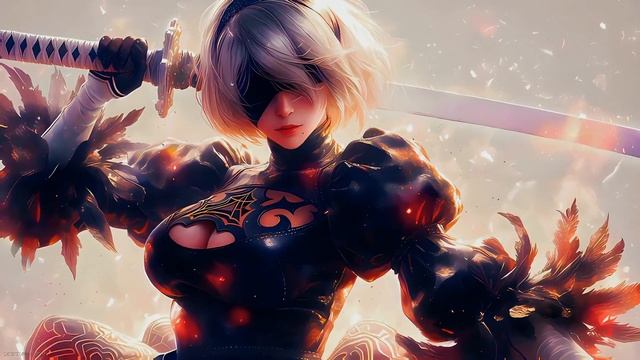 Ниер Автомата - Nier Automata 2B with Katana - Живые Обои