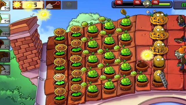 Plants vs Zombies - уровень - ROOF - 9