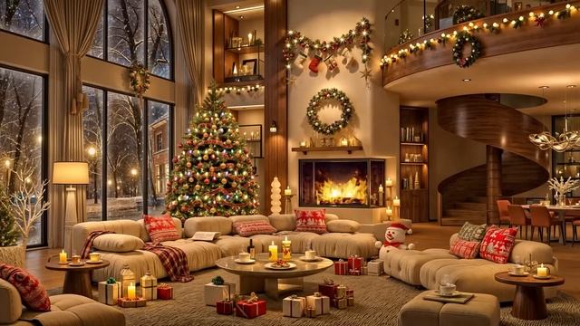 Cozy Luxurious Apartment in Warm Winter Day with Smooth Jazz Music Christmas