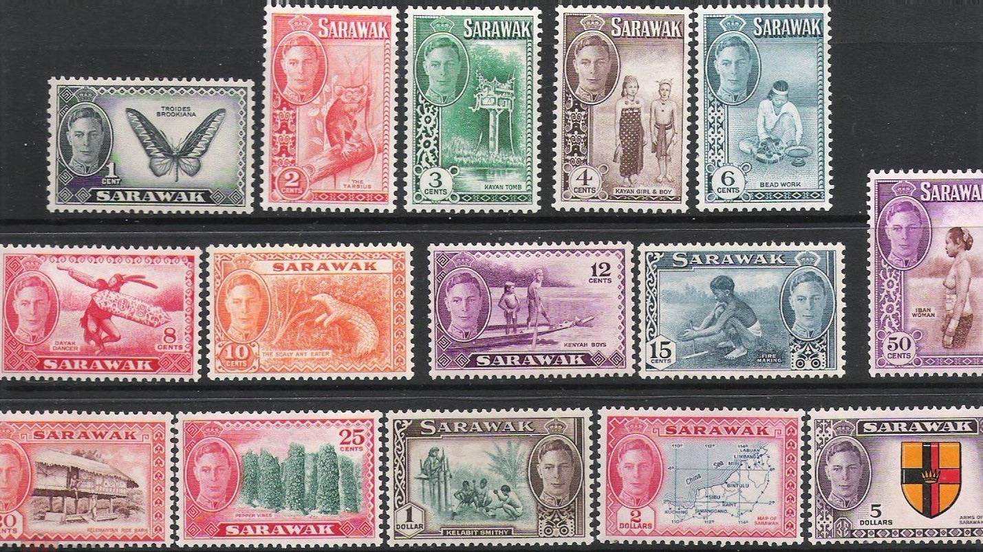 Обзор на распаковку - Почтовые марки – Малайских штатов - Саравак 1950 года и Келантан 1957 года.