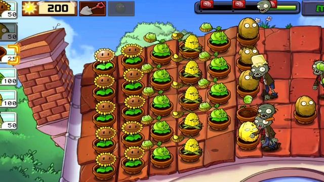 Plants vs Zombies - уровень - ROOF - 7