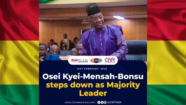 BREAK: Osei Kyei Mensah Bonsu resigns as Majority leader after FĪGHT breaks between NPP MPs