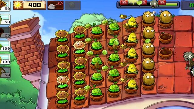 Plants vs Zombies - уровень - ROOF - 4