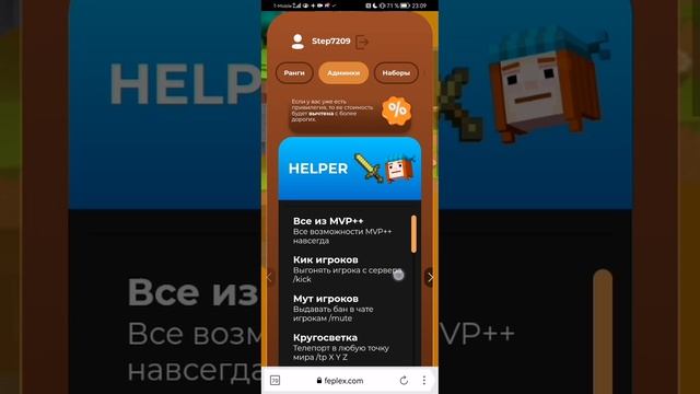 Задонь на хелпера на сервере Feplex пж