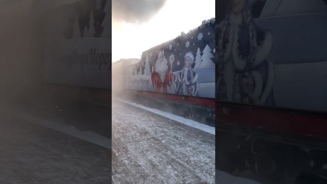 Встретили поезд "Деда Мороза" в Карелии#поезддедамороза