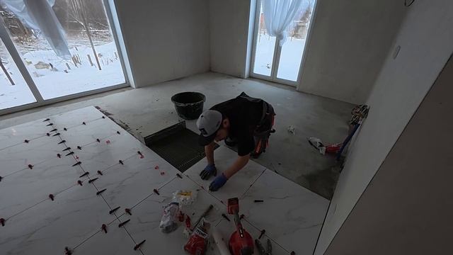 Укладка керамогранита на пол 60/60