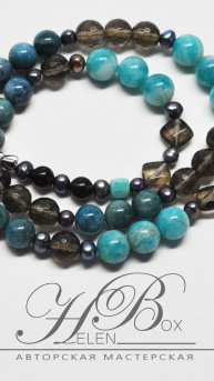 Комплект: Бусы и Браслет с Амазонитом и Дымчатым Кварцем #minerals #jewelry #shungite #amazonite