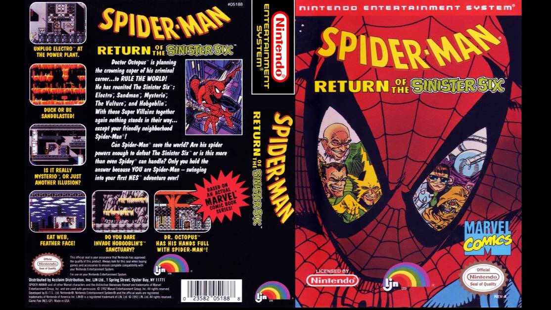 SPIDER-MAN. RETURN OF THE SINISTER SIX. BITS STUDIOS - LJN. 1991. NES
