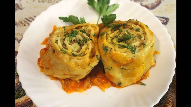 Рулетики с фаршем и картофелем. Штрули.