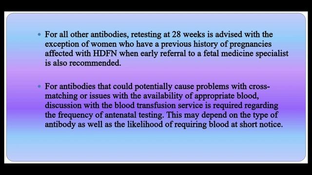 The Management of Women with Red Cell Antibodies during Pregnancy, RCOG Guideline