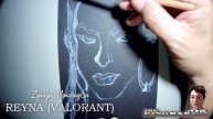 Drawing No.430: How to Draw REYNA (VALORANT) using a white charcoal pencil on a black paper