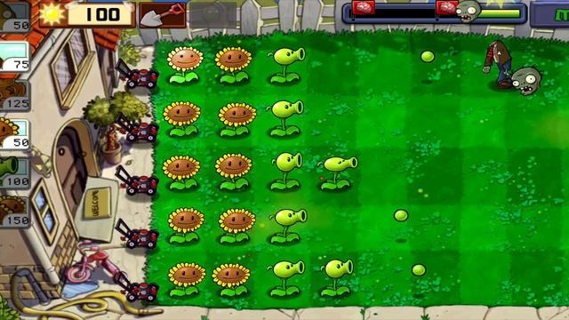 Plants vs Zombies - уровень - DAY - 1 [ADVENTURE-2]