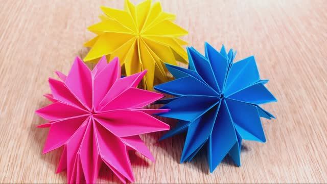 Простые Бумажные цветы. Оригами поделки