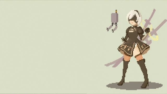 Пиксельная Б2 - Pixel Nier Automata - Живые Обои