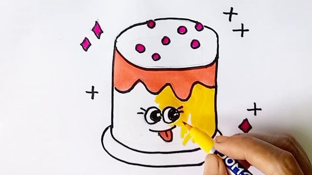 Рисунок - Сладкий торт! для детей।। Как нарисовать торт