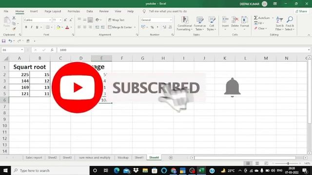 Squat root, Average, Maximum and Minimum formula ka use in excel with example