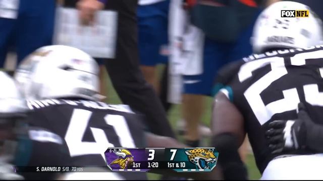 Darnold's pass pops off of Jefferson's hands into Foye Oluokun's grasp for INT