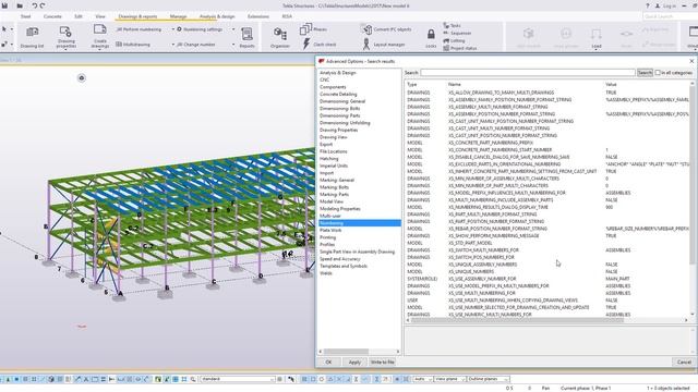 Numbering Settings in Tekla Structures