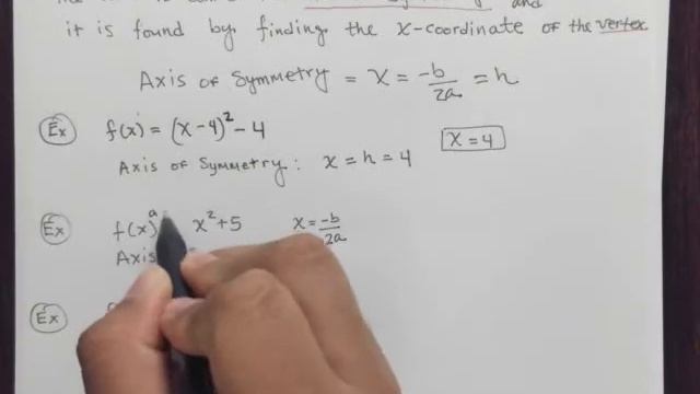 Find the equation of the Axis of Symmetry of the Parabola