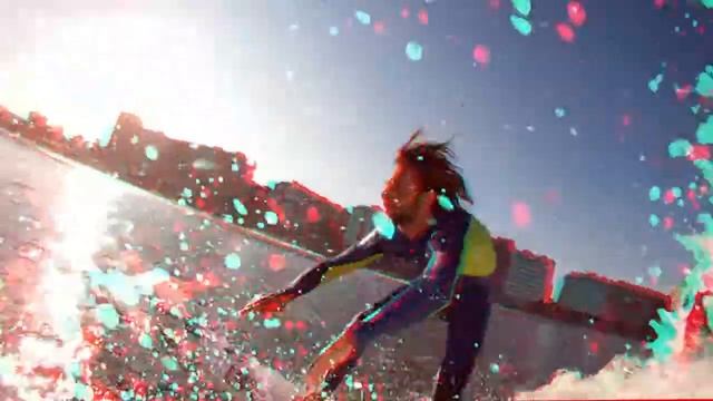 Anaglyph 3D Video  Surf and 1280x720 HD