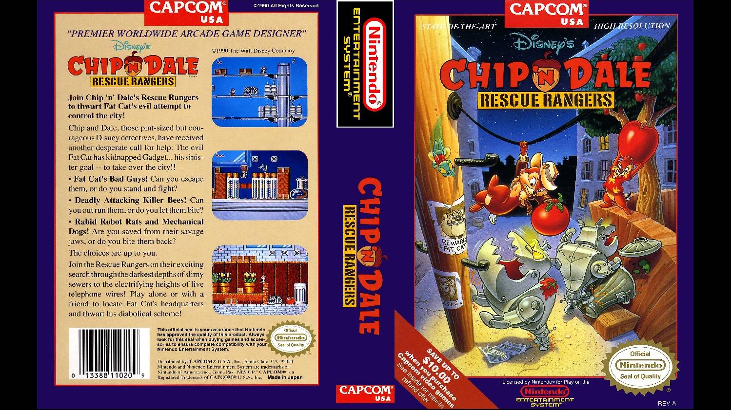 CHIP'N'DALE RESCUE RANGERS. CAPCOM. 1990. NES
